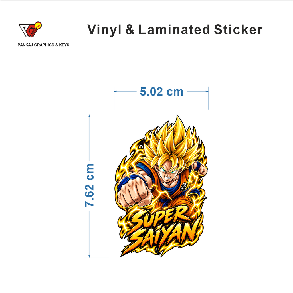 Super Saiyan sticker size 5.02 cm x 7.62 cm