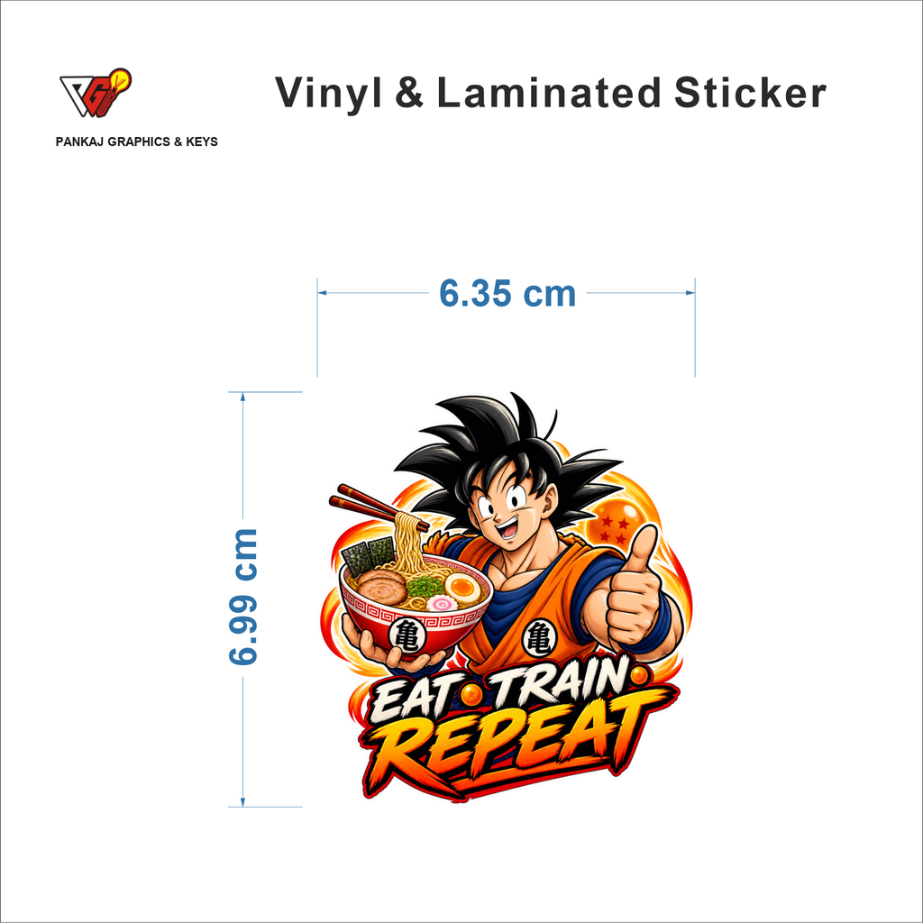 Eat Train Repeat sticker size 6.35 cm x 6.99 cm