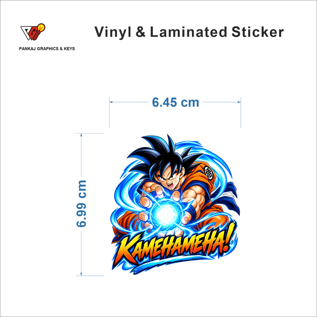 Kamehameha! sticker size 6.45 cm x 6.99 cm