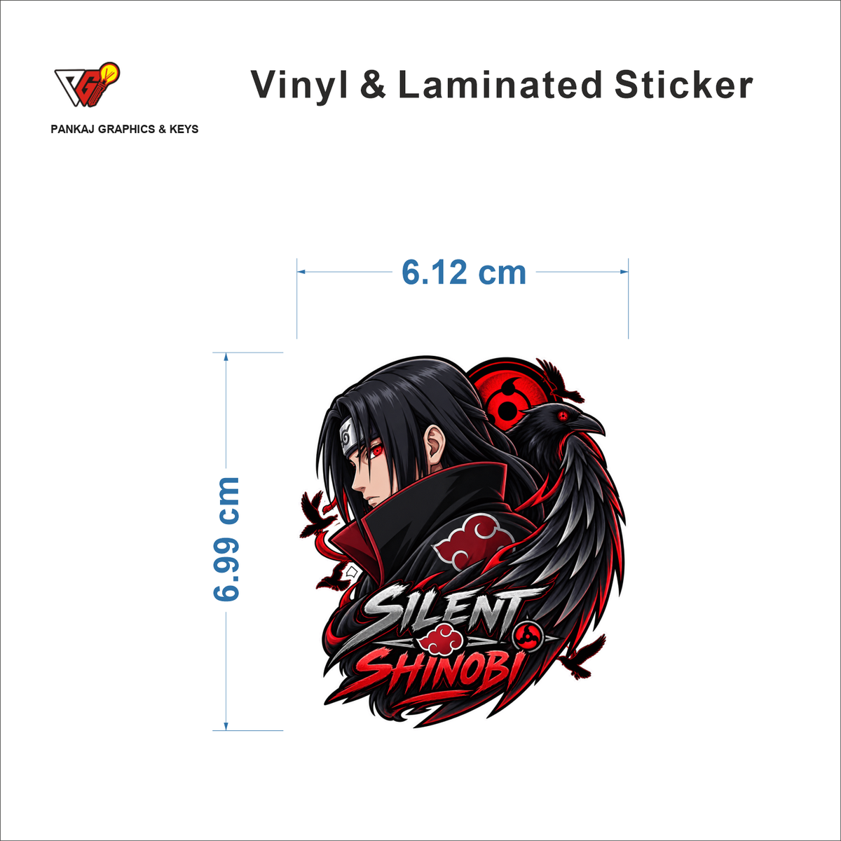 Silent Shinobi sticker size 6.12 cm x 6.99 cm