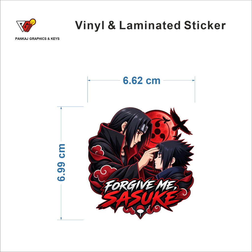Forgive Me, Sasuke sticker size 6.62 cm x 6.99 cm