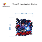 Dark Avenger sticker size 6.52 cm x 6.99 cm