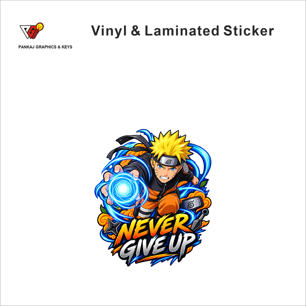 Never Give Up anime sticker - matte laminated vinyl