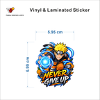 Never Give Up sticker size 5.95 cm x 6.99 cm