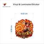 Fire Fist Ace sticker size 6.52 cm x 6.99 cm