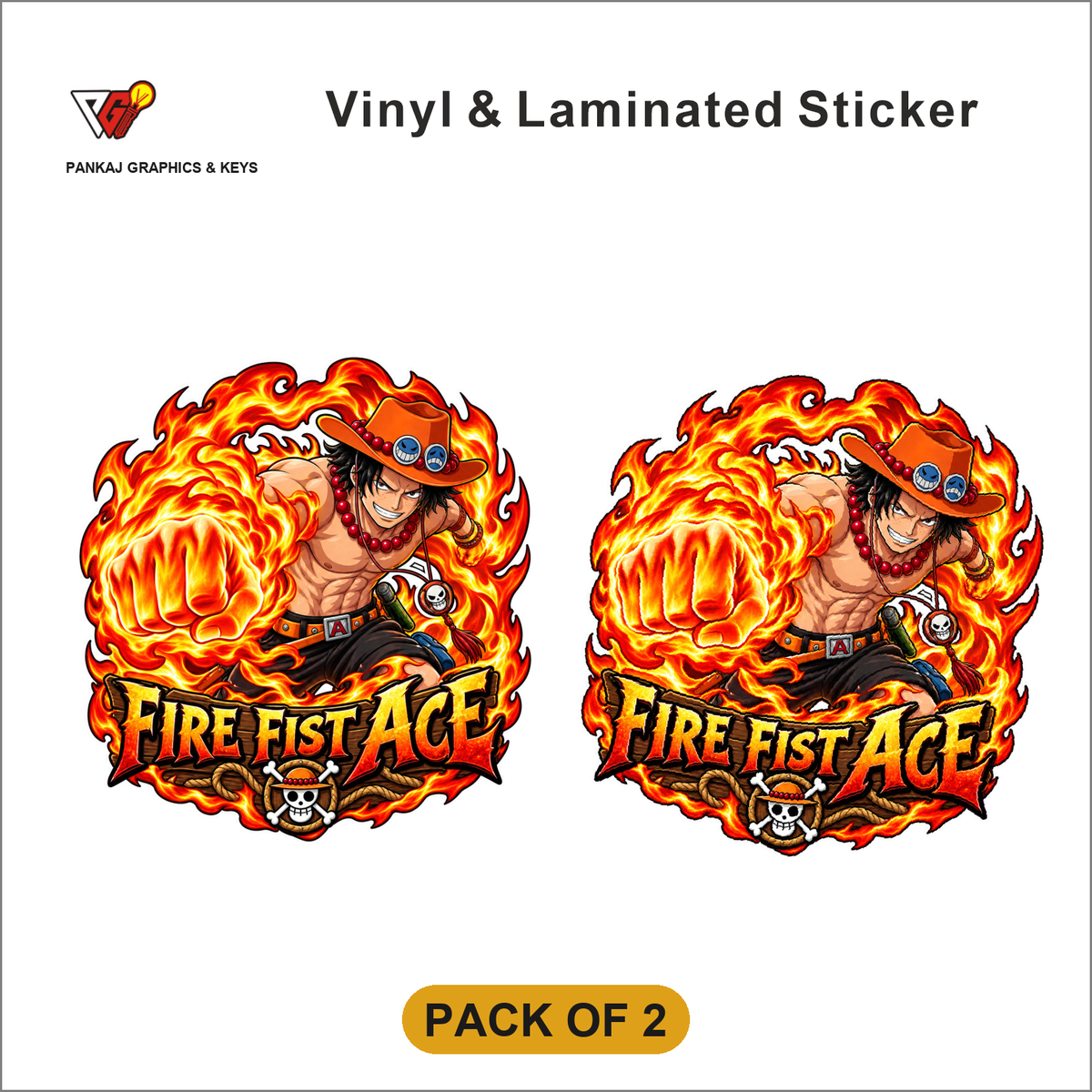 Fire Fist Ace sticker - Pack of 2
