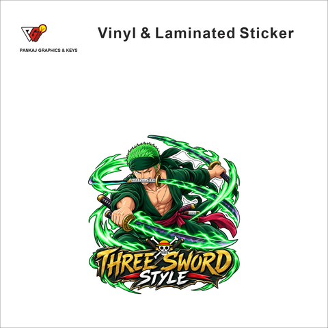 Three Sword Style anime sticker - matte laminated vinyl