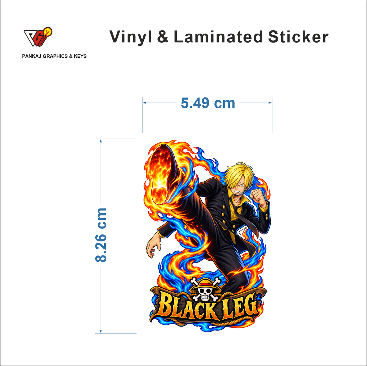 Black Leg sticker size 5.49 cm x 8.26 cm