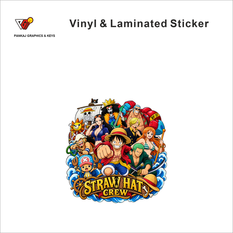 Straw Hat Crew anime sticker - matte laminated vinyl