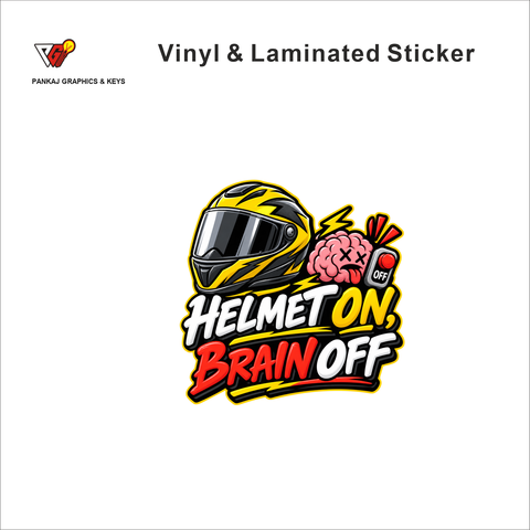 Helmet On, Brain Off funny helmet sticker - matte laminated vinyl