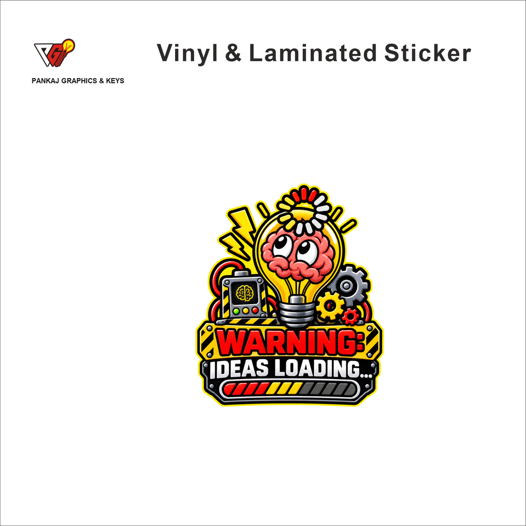 Warning - Ideas Loading funny helmet sticker - matte laminated vinyl