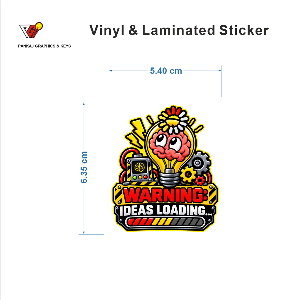 Warning - Ideas Loading sticker size 5.40 cm x 6.35 cm