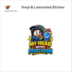 My Head Needs Protection funny helmet sticker - matte laminated vinyl