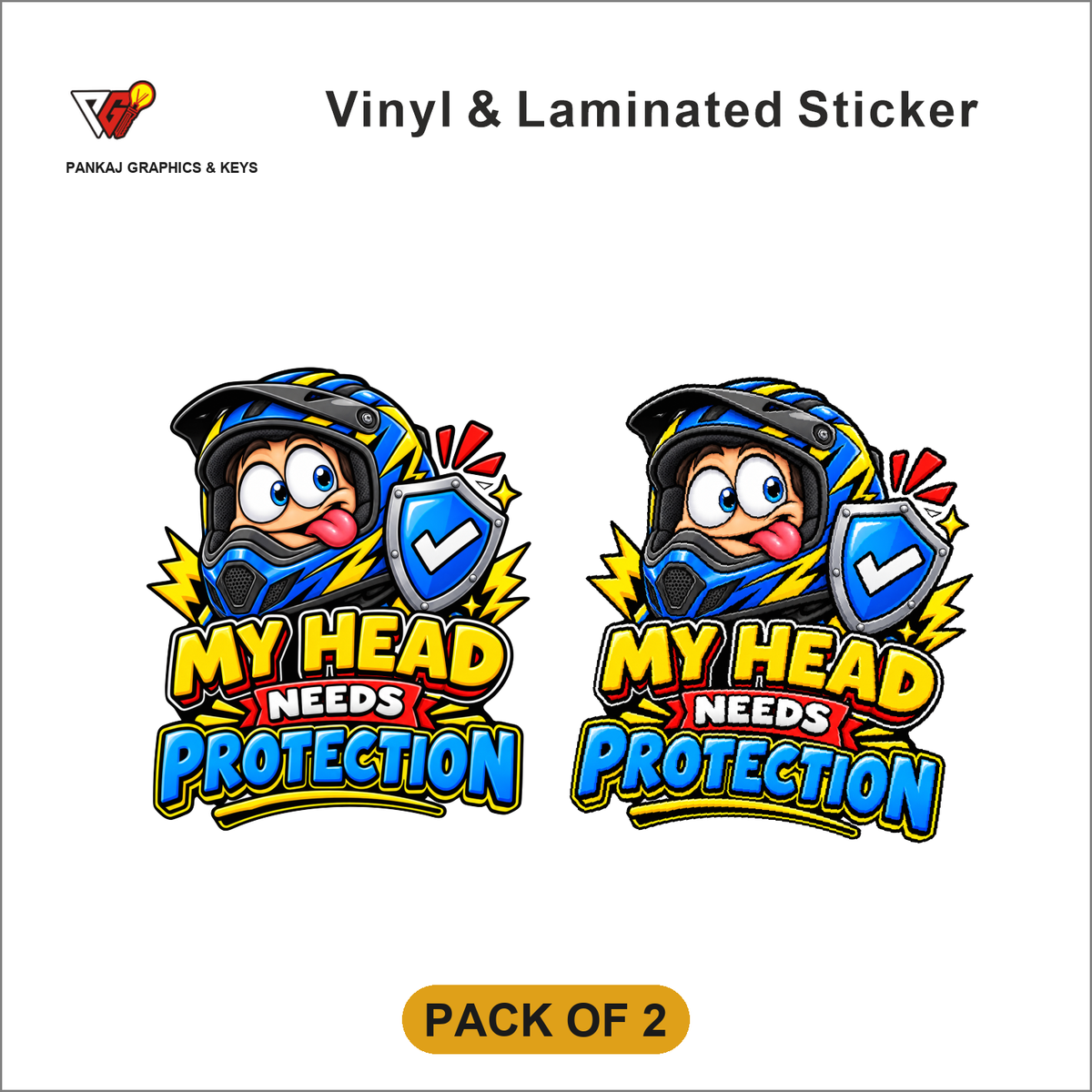 My Head Needs Protection sticker - Pack of 2