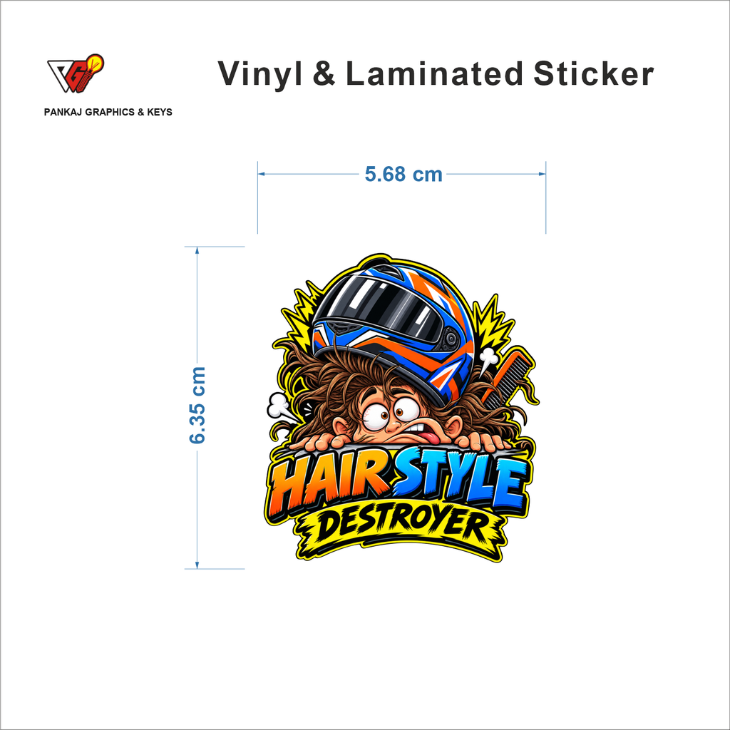 Hair Style Destroyer sticker size 5.68 cm x 6.35 cm