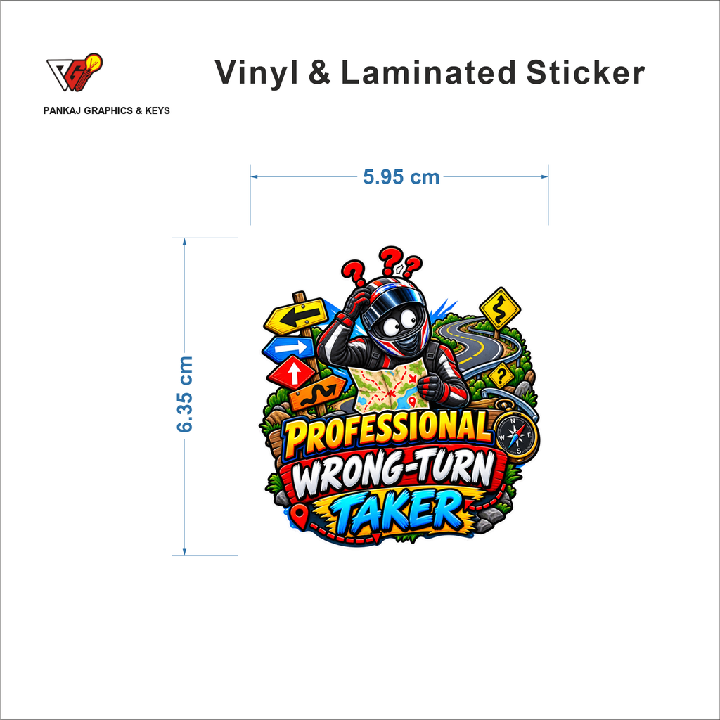 Professional Wrong-Turn Taker sticker size 5.95 cm x 6.35 cm