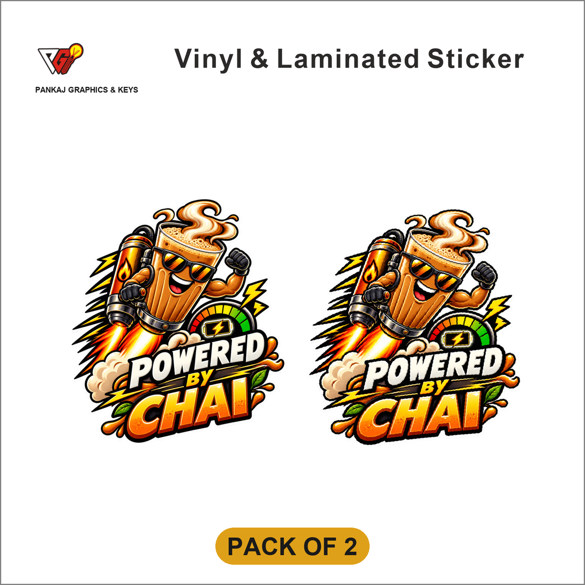 Powered By Chai sticker - Pack of 2