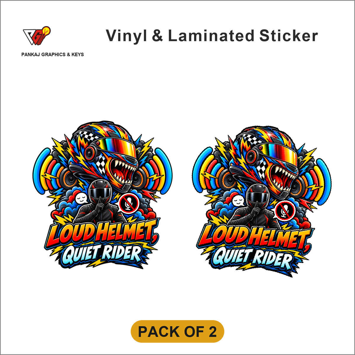 Loud Helmet, Quiet Rider sticker - Pack of 2
