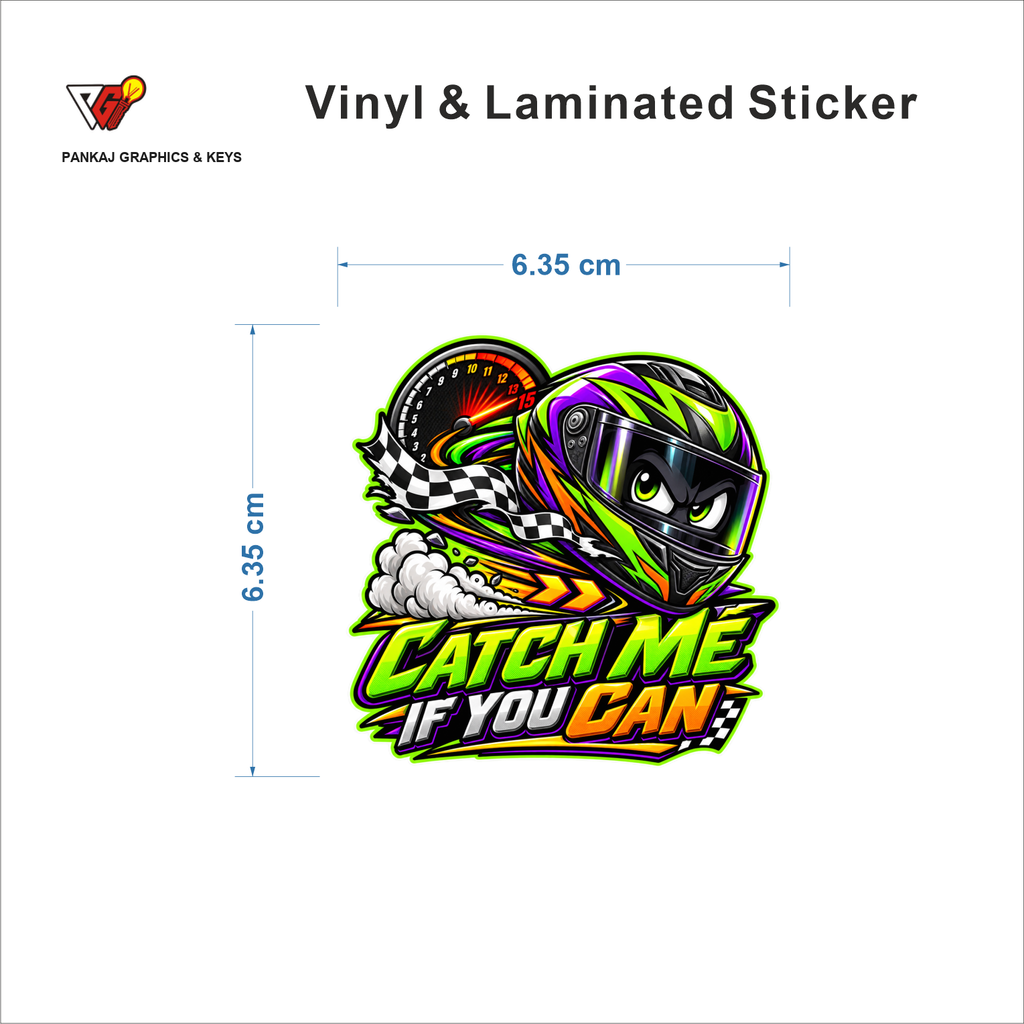 Catch Me If You Can sticker size 6.35 cm x 6.35 cm