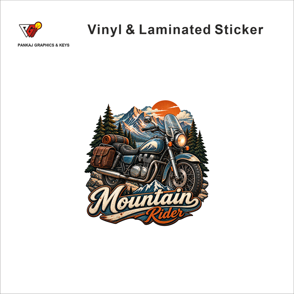 Mountain Rider vintage rider sticker - matte laminated vinyl