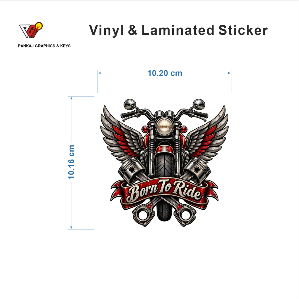 Born To Ride sticker size 10.20 cm x 10.16 cm