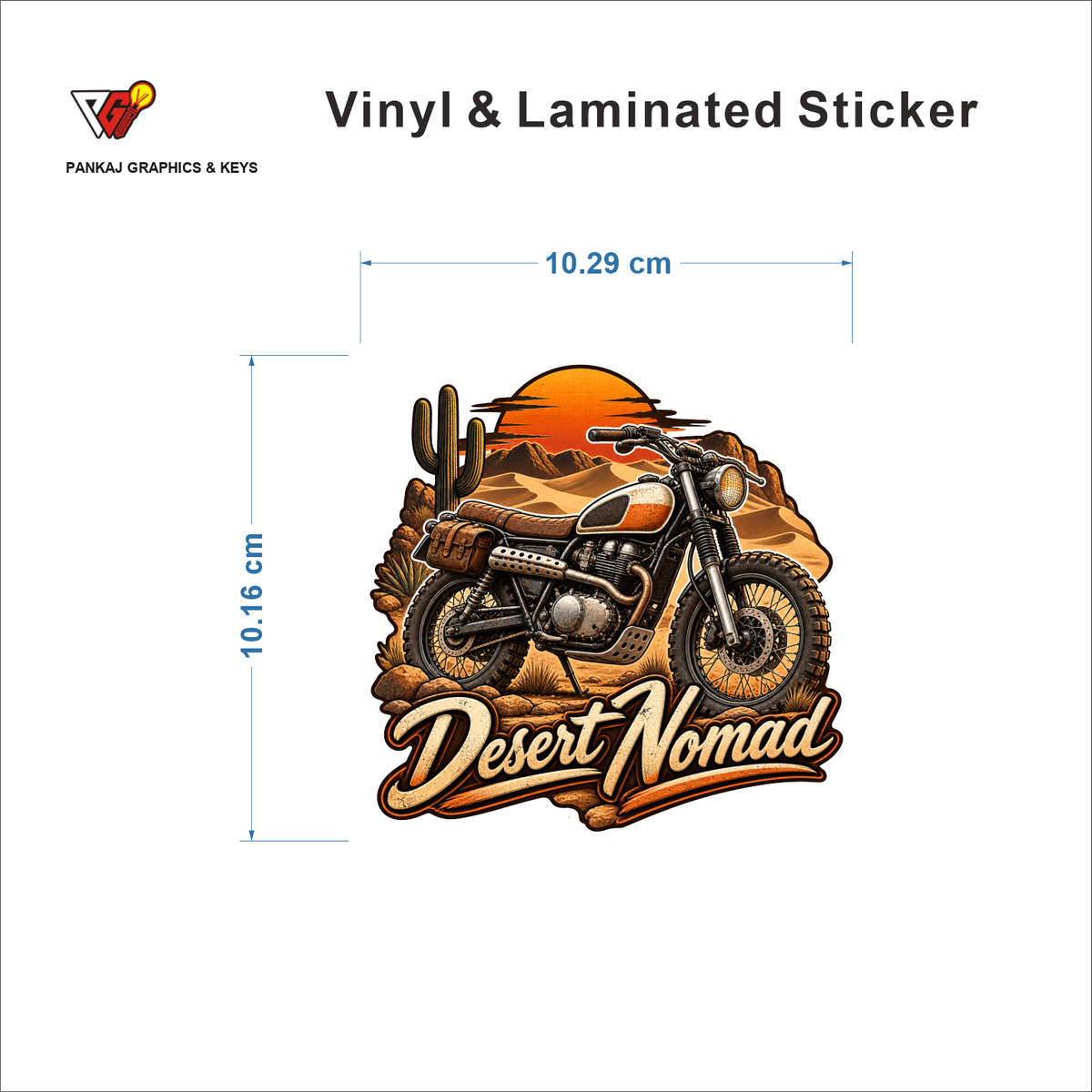 Desert Nomad sticker size 10.29 cm x 10.16 cm