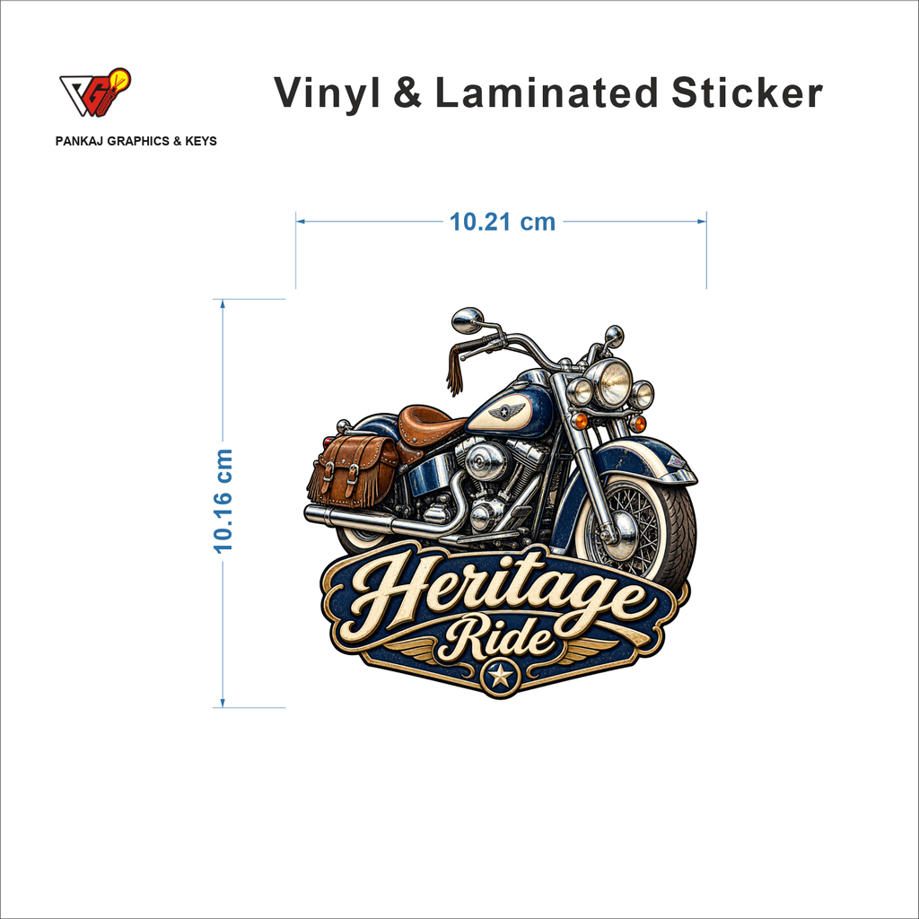 Heritage Ride sticker size 10.21 cm x 10.16 cm