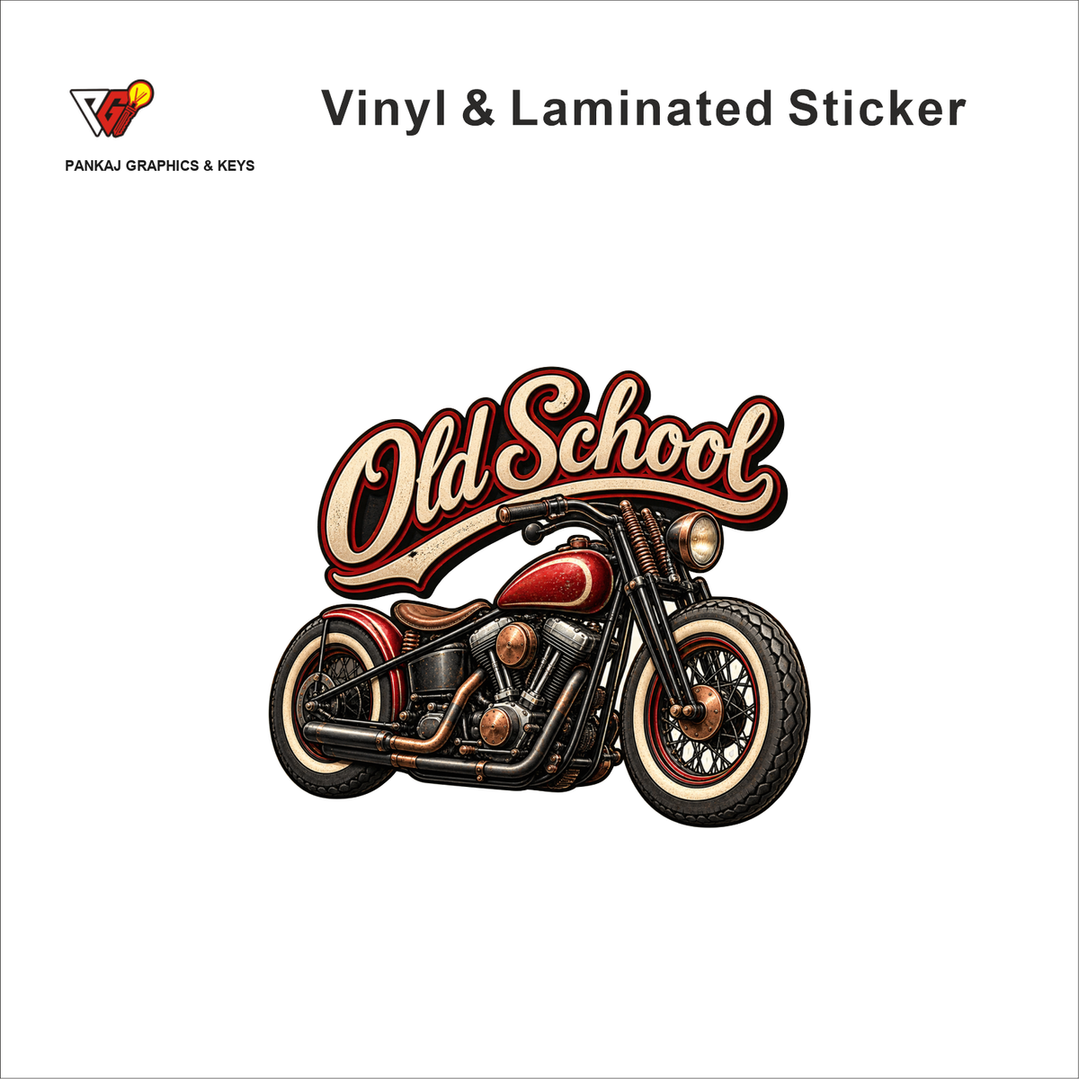 Old School vintage rider sticker - matte laminated vinyl