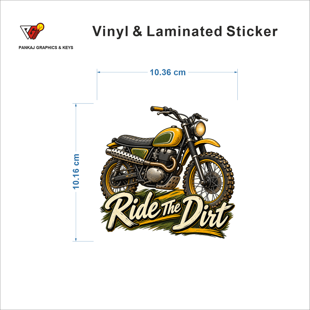 Ride The Dirt sticker size 10.36 cm x 10.16 cm