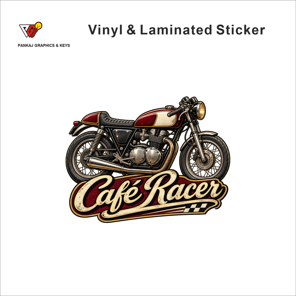 Cafe Racer vintage rider sticker - matte laminated vinyl