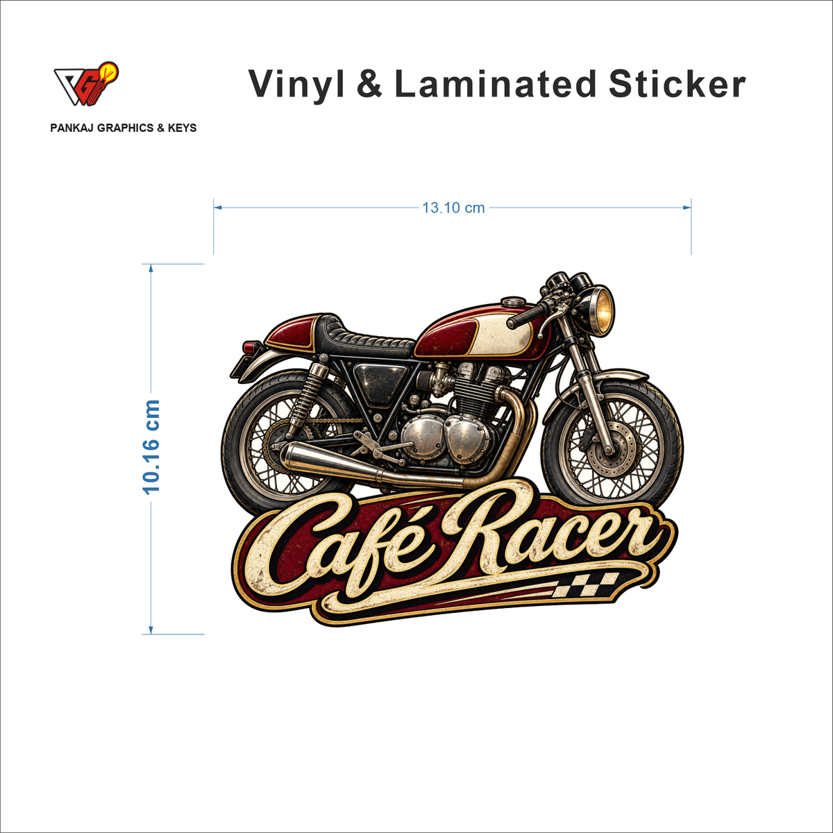 Cafe Racer sticker size 13.10 cm x 10.16 cm
