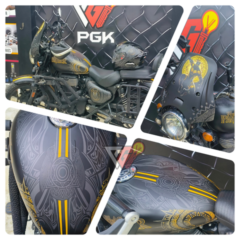 Royal Enfield Meteor Black Panther custom wrap